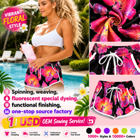 Tela de microfibra pongee elástica en 4 direcciones, efecto piel de melocotón, cepillada, impermeable, de secado rápido, estampada reactiva para trajes de baño y pantalones cortos de playa (directo de fábrica)