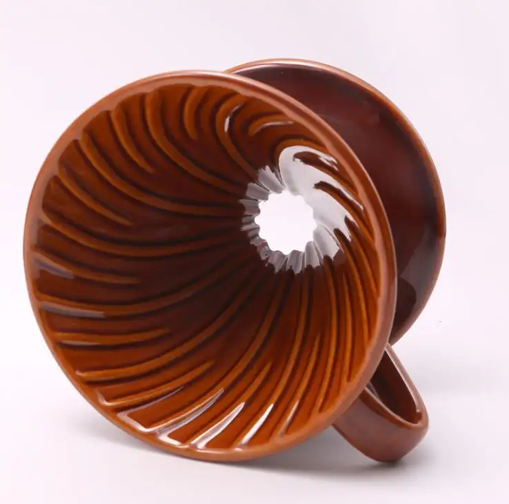 Gotejador de café reutilizável, marrom, despeje sobre filtro de cerâmica de porcelana