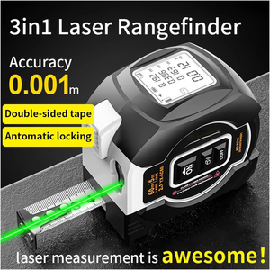 Cinta Métrica Láser 3 en 1 con Alcance de 60m, Pantalla Digital y Cinta de Acero de 5m para Tareas de Medición Precisa en Construcción y Hogar - Product Image 3