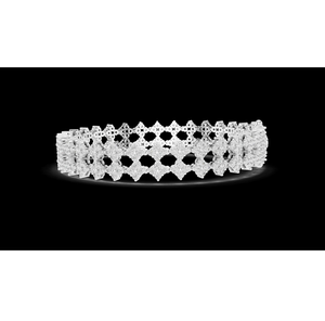 Pulsera de Plata de Ley con Diamantes Florales Geométricos en Oro Rosa, Elaborada en Oro Rosa de 14K y 18K, Elegancia Moderna, Lujo Atemporal, Regalo - Product Image 3