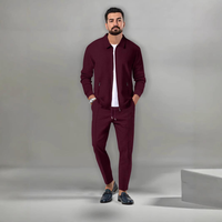 Ensemble Sport Décontracté Homme YZ – Veste Zippée Style Jeunesse Automne avec Poches en Tissu Gaufré et Revers, Pantalon Décontracté Coupe Slim Assorti