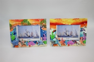 Tùy chỉnh 3D nhựa hình ảnh khung polyresin hoàng hôn ván lướt sóng trên bãi biển cát với 3x5 hình ảnh các tính năng động vật đại dương và cây cọ - Product Image 3