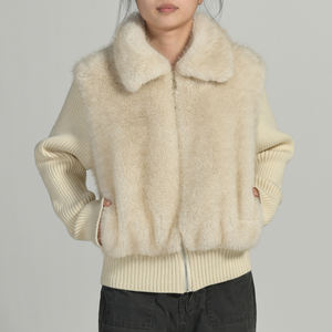 Autunno inverno di lusso da <span class=keywords><strong>donna</strong></span> in pelliccia sintetica <span class=keywords><strong>Cardigan</strong></span> morbido soffice cappotto lavorato a maglia <span class=keywords><strong>con</strong></span> Logo personalizzato e <span class=keywords><strong>cerniera</strong></span> anteriore all'ingrosso - Product Image 5