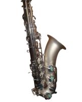 Eastern Music Imperium Professional Polished Silver and Dark Grey Bb Tenor Saxophone with Rust Resistant Finish