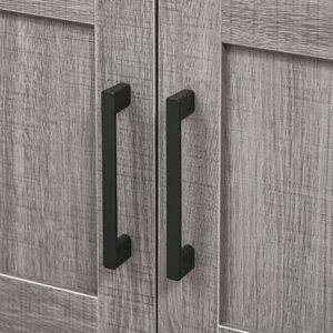 Meuble de salle de bain gris sur pied avec 2 portes et étagère ouverte - Product Image 5