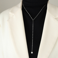 Collier en Y EMANCO en acier inoxydable avec perles pour femme, élégant pour le quotidien et les rendez-vous, chaîne lariat, bijoux de mode, vente en gros, dropshipping