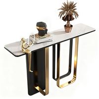 Table console moderne de luxe en pierre, couleur noire, pour hôtel et maison