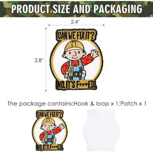 แผ่นปะติดแบบ Hook and Loop ตลกๆ ซ่อมได้ไหม ไม่ได้ แก้ไขไม่ได้แล้ว แผ่นปะปักลายการ์ตูนสำหรับช่างก่อสร้าง แผ่นปะลายการ์ตูนตลกๆ สำหรับกระเป๋า - Product Image 6