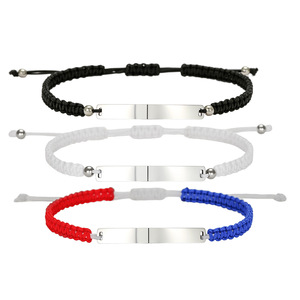 Independence Day Braided <b>Bracelet</b> Set Stainless Steel Adjustable Gift Jewelry <b>Red</b> White Blue Patriotic Design - Product Image 3