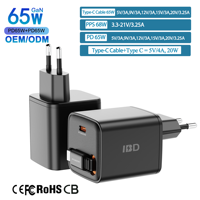 Chargeurs rétractables IBD GAN PD 65W 45W UK AU EU in Pulg Phone Laptop Multi Type c Usb Charge rapide Chargeur mural multifonction