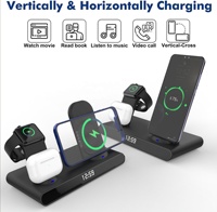 Jam Alarm Digital LED Desktop Dock pengisian daya Cepat 15W nirkabel 3in1 untuk Iphone dudukan pengisi daya nirkabel 2025 produk laris