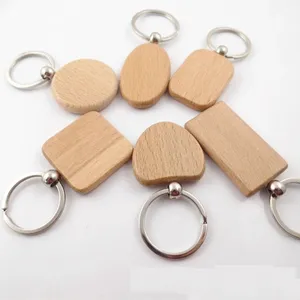 50 Pieces Blank Wooden Key Tag Key Engraving Blanks Unfinished Wood  Keychain Key Ring Key Tags For