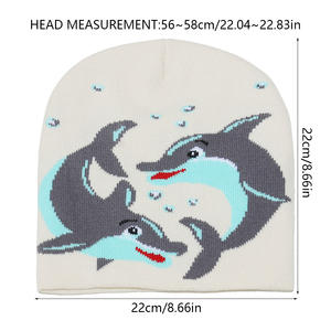 FF4893 cappellini invernali Unisex in maglia Unisex in acrilico senza tesa cappelli da donna caldi a maglia berretto con teschio modello delfino Y2K berretti - Product Image 3