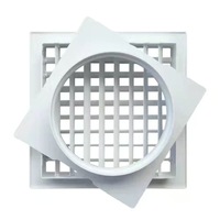 Diffuseur d'air carré pour plafond HVAC, grille à double couche avec adaptateur de conduit rond 350x350mm pour ventilation commerciale et évacuation