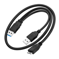 Bochara Micro USB 3,0 con fuente de alimentación USB Cable DE DATOS macho a macho Super Speed Y Splitter 2 en 1 Cable de datos para HDD 60cm 100cm