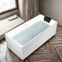 Baignoire de massage rectangulaire autoportante en acrylique blanc écologique moderne, portable, avec drain, capacité 2 personnes, pour usage hôtelier