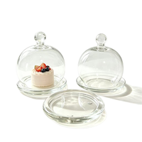 Ensemble de cloches en verre transparent, couvercles à dessert en verre borosilicate de haute qualité pour présentation en boulangerie, mariage ou fête
