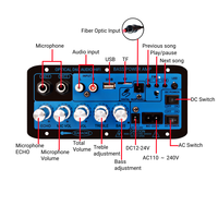 Amplificateur de caisson de basses haute puissance 300W pour carte audio karaoké à domicile transfrontalière pour entrée de fibre optique Bluetooth 150W puissance nominale