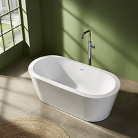 Baignoire ovale autoportante en acrylique MC8008, design écologique, profondeur de trempage optimale, avec drain, idéale pour appartements et hôtels