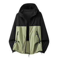 Veste à col boutonné pour femme, résistante aux UV, en polyester/rayonne, motif 3D, UPF 50+, protection solaire, capuche légère, haut d'été