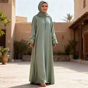Elegante Abaya de Fiesta de Gasa Floral para Mujeres Musulmanas, Nuevo Estilo 2026, Vestido Islámico Personalizado Hecho a Mano por Proveedor Chino - Product Image 4