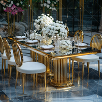Tables de mariage oniriques en acier inoxydable et verre miroir – Mobilier d'extérieur durable pour événements et hôtels