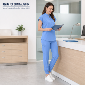Conjunto de Uniforme Médico Transpirable de Secado Rápido, Top con Cuello en V de Tacto Suave con Pantalones Jogger, Uniforme de Trabajo para Clínica, Uniforme de Enfermera - Product Image 2