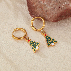 ต่างหูแฟชั่นทรงหยดน้ำสำหรับผู้หญิง ทำจากสแตนเลสสตีล 316L ชุบทอง 14k 18k PVD คุณภาพสูง หรูหรา เหมาะสำหรับเทศกาลคริสต์มาส ขายส่ง - Product Image 5