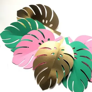 Creative paper turtle back leaf cake decoration birthday party dress up multicolor cake plate 5 pieces birthday cake topper