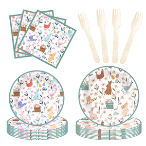 ชุดตกแต่งธีมปาร์ตี้อีสเตอร์ DAMAI ขายส่งจำนวนมาก ประกอบด้วยดอกไม้ กระต่าย ตะกร้าไข่ จานกระดาษ ผ้าปูโต๊ะ ชุดภาชนะใช้แล้วทิ้งสำหรับงานปาร์ตี้ - Product Image 3