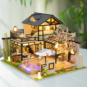 Kit de construction de nichoir à livres en bois en gros, mini-villa artisanale DIY Cour de <span class=keywords><strong>cerisier</strong></span> orientale pour la fabrication de maisons de poupées miniatures, idéal pour le dropshipping - Product Image 3