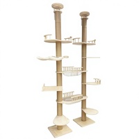 Arbre à chat en bois écologique à fixer sur fenêtre, 4+ niveaux, hauteur réglable (160-280cm), utilisation intérieure, centre d'activités, lit de soleil