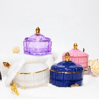 Lengfengjun — conteneur rond en verre de luxe, pour pots de bougies vides, fabrication de bonbons, pot de bougie coloré personnalisé avec couvercle, pièces