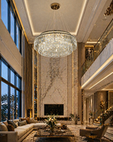 Lustre rond en cristal de luxe, luminaire suspendu au plafond LED, pour salon, chambre à coucher, villa, hôtel, luminaire décoratif