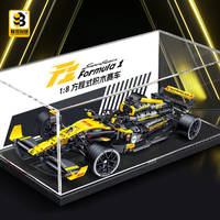 En Stock JKC7205 Coche de Carreras F1 Renault a Escala 1/8, Bloques de Construcción MOC DIY, Modelo de Coche de Carreras RC Amarillo con Motor