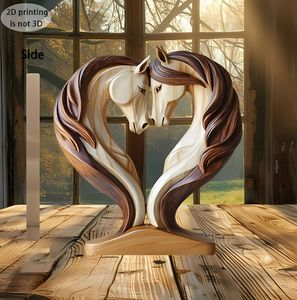 Nuevo Modelo Transfronterizo: Caballo Blanco Abrazando una Cabeza de Caballo en Forma de Corazón, Adorno de Resina Pintado para Escritorio, Decoración de Boda - Product Image 4