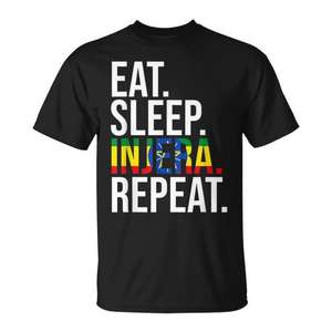 Camiseta para amantes del pan Injera con la frase Eat Sleep Injera Repeat, para entusiastas del pan Injera - Product Image 1