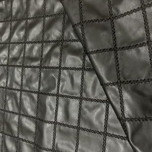 Tela de encaje bordado para vestido, tela de lujo de cuero PU negro de alta calidad con corte Floral - Product Image 3