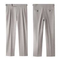 Pantalon de Costume pour Homme – Haute Qualité, Formel, pour Affaires et Mariages – Taille Haute, Plissé, Coupe Droite