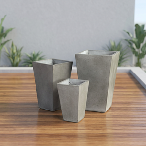 Ensemble de 4 jardinières carrées minimalistes en béton pour l'extérieur, idéales pour les fleurs et les plantes vertes - Product Image 5