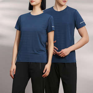 High Elastic Print <b>Shirts</b> <b>100</b>% <b>Polyester</b> Workout <b>Shirt</b> Round Neck Casual Sport T <b>Shirt</b> for Men - Product Image 1
