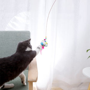 Hoge Kwaliteit Staaldraad Veer Kat Speelgoed Teaser Stok Met Bal En Bel - Product Image 5