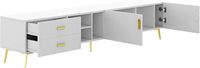 Armoire de console multimédia moderne, spacieuse et durable, 5 pieds champagne, meuble TV, table de rangement pour le salon
