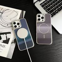 Coque magnétique en fibre de carbone pour iPhone 17 16 15 14 13 Pro Max, directement de l'usine, avec rayures électroplaquées argentées de luxe