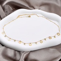 Collier de luxe en acier titane plaqué or 18 carats pour femme, chaîne de clavicule minimaliste avec zircon, bijoux tendance inaltérables