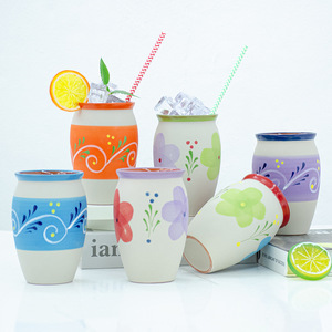 12oz Auténticos Cantaritos Mexicanos Jarritos De <span class=keywords><strong>Barro</strong></span> Bebidas Frías Bebidas Tazas De Arcilla De Cerámica Natural Tazas - Product Image 1