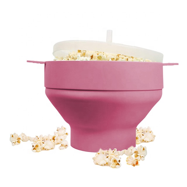 Небьющаяся миска для микроволновки, складное Силиконовое ведро для попкорна с крышкой и ручками