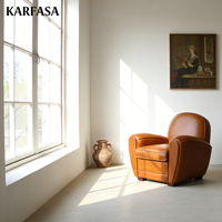 Canapé-fauteuil de luxe en cuir véritable de style rétro européen-américain pour salon, fauteuil de designer pour bureau, meubles personnalisables