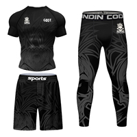 Ensemble Personnalisé Homme MMA Jiu-Jitsu T-shirts + Pantalons 4 Pièces / Kit Maillots de Boxe Shorts Kickboxing Muay Thai Vêtements de Compression MMA