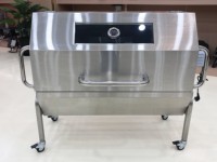Gril à gaz électrique professionnel en acier inoxydable avec rôtissoire, thermomètre et roues pour ferme, hôtel et restauration